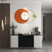 Modern Silent Sweep Wall Clock - Luxury Large Metal Wall Watch Clock Decoration - MomyMall Orange / 65*43cm