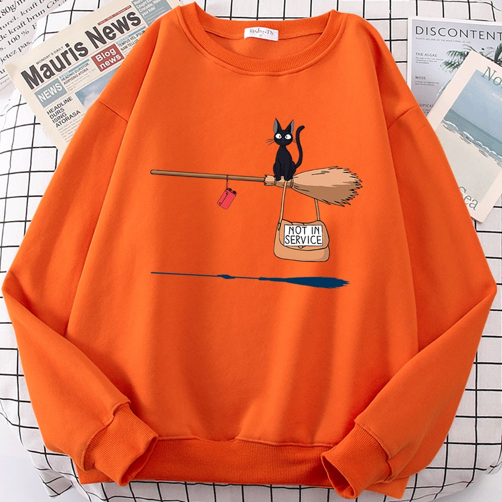 Cute Cat Not In Service Print Hoodies Femmes