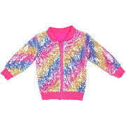 Toddler Kids Girls Outfits Shiny Hooded Zipper Sequin Tops+Bottoms 2 Pcs - MomyMall