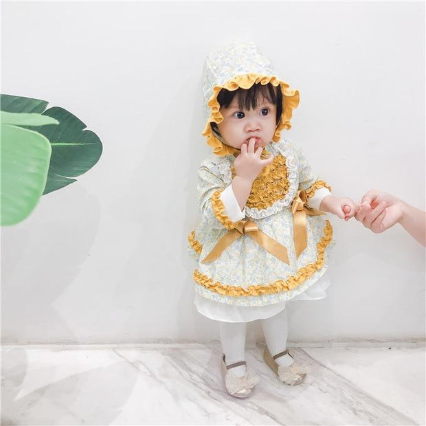 Baby Girl Lolita Floral Princess Birthday Christening Party Frock Boutique 2 Pcs - MomyMall