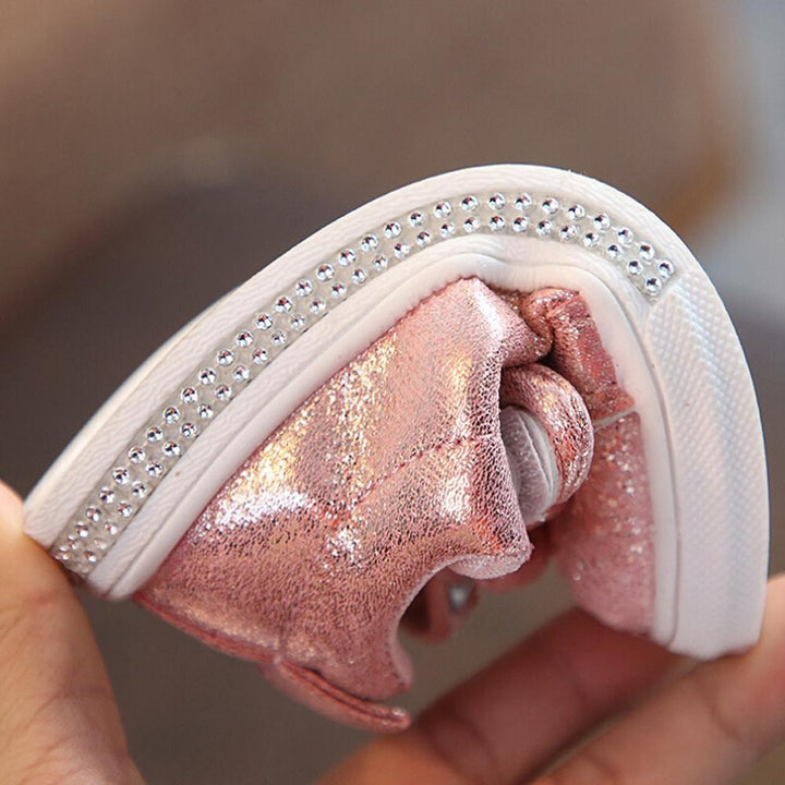 Girls Casual Sneaker Bow Sequin Anti Slip Shoes 2-5 Years - MomyMall