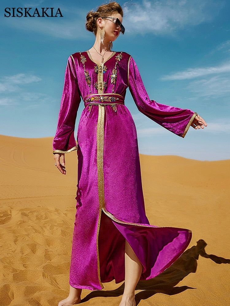 Morocco Caftan V Neck Long - MomyMall