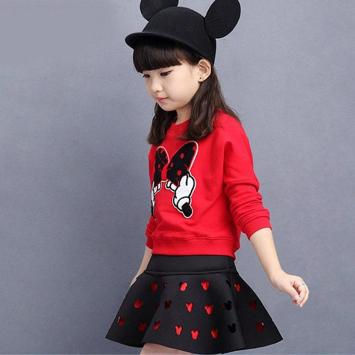 Kids Baby Girl Autumn Sets Long-sleeve Tops+Pleated Skirts 2Pcs Outfits