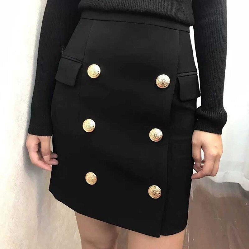 Gold Button Skirt - MomyMall