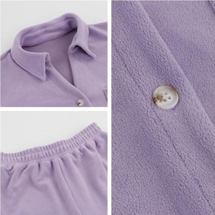 Two Piece Short Sleeve Button Shirt & Shorts Loungewear Set