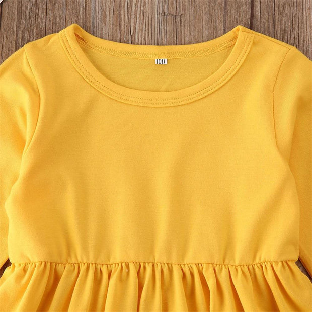 Toddler Kids Baby Girl Outfits Yellow Long Sleeve Autumn 2 Pcs - MomyMall