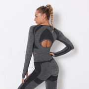 Long Sleeve Seamless Quick Dry Gym Crop Top
