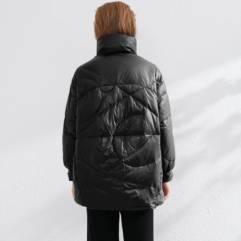 Thick Winter Puffer Jacket With Drawstring Waist