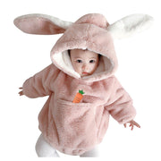 Infant Baby Girl Warm Thick Fleece Hooded Bodysuit Romper