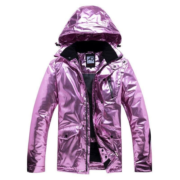 Plus Size Shiny Ski Jacket With Hood