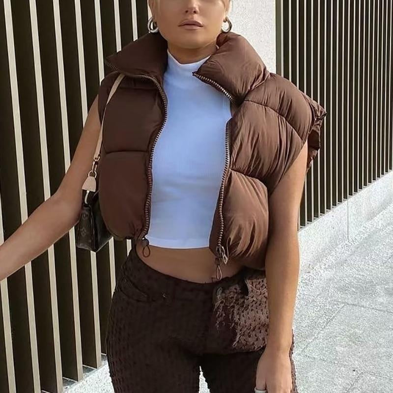 Zip Up Vintage Cropped Padded Gilet