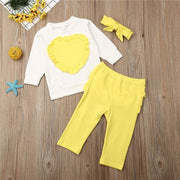 Toddler Kids GirlRuffle Top Tracksuit Headband 3pcs Outfit Sets