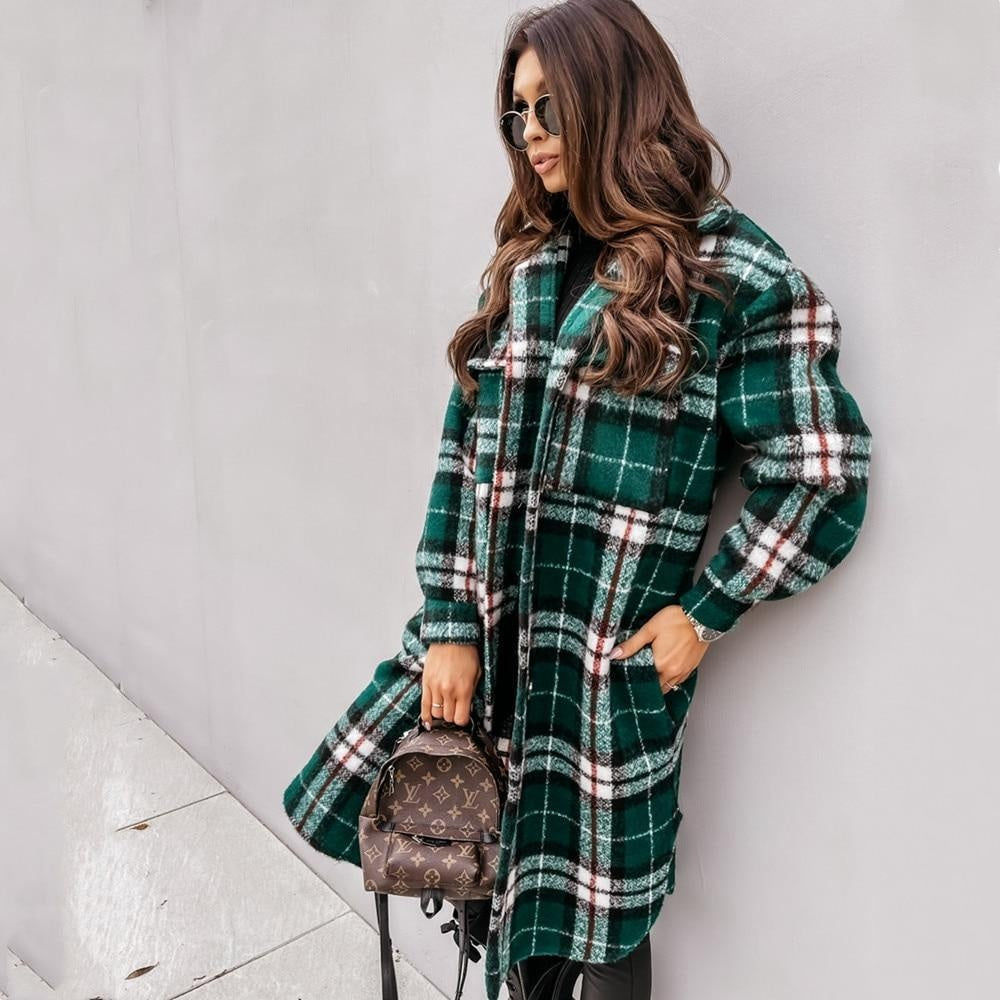 Long Plaid Oversized Check Shacket