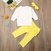 Toddler Kids GirlRuffle Top Tracksuit Headband 3pcs Outfit Sets