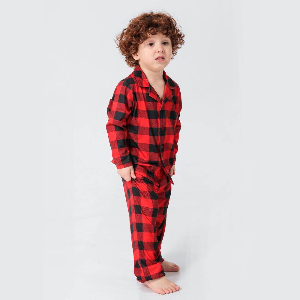 Christmas Family Matching Pajamas Long Sleeve Red Plaid Sets - MomyMall