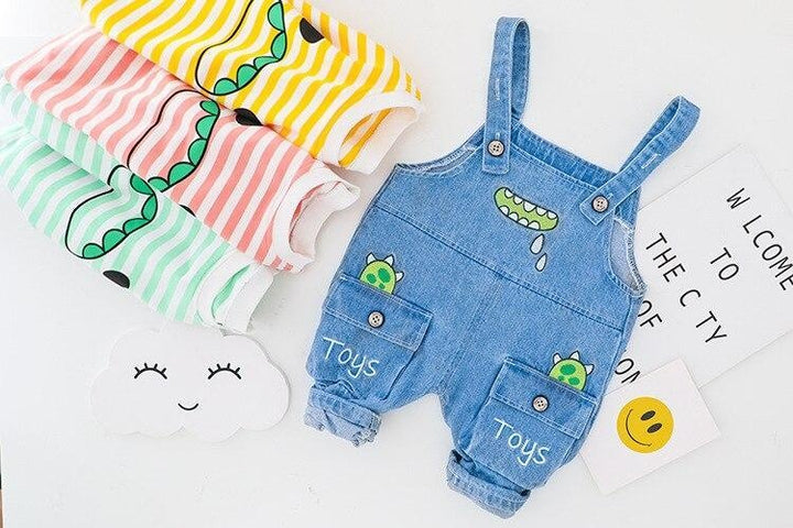 Baby Girls Boy Clothing Sets Striped Jeans 2Pcs Outfit 1-4 Years - MomyMall