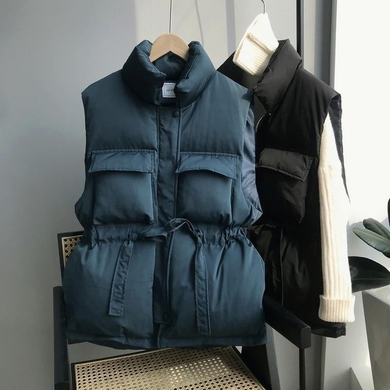 Zippered Puffer Sleeveless Vest