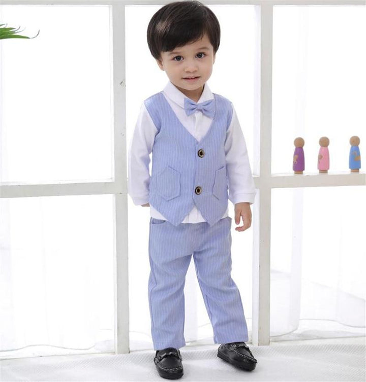 Boys Kids Set Toddler Boy Birthday Wedding Gentleman Formal 3Pcs Outfits - MomyMall Blue / 6-12 Months