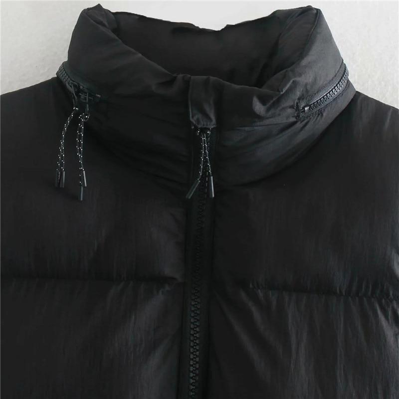 Cropped Sleeveless Puffer Vest With Zip Up Front