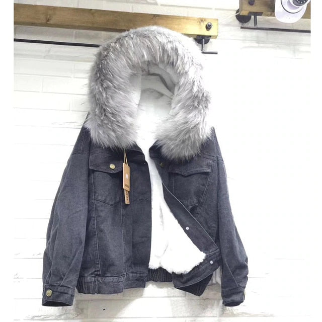 veste en jean épais velours femme