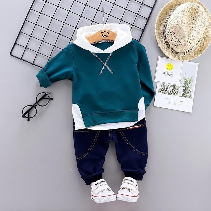 Boys Girls Sets Leisure Letter Cotton Hooded Set 2Pcs - MomyMall