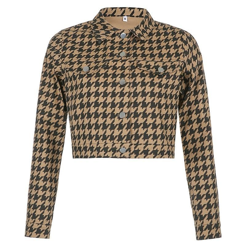 Houndstooth Vintage Cropped Jacket