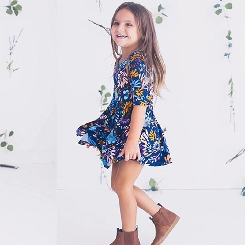 Mother Daughter Blue Floral Family Matching Mini Dress - MomyMall