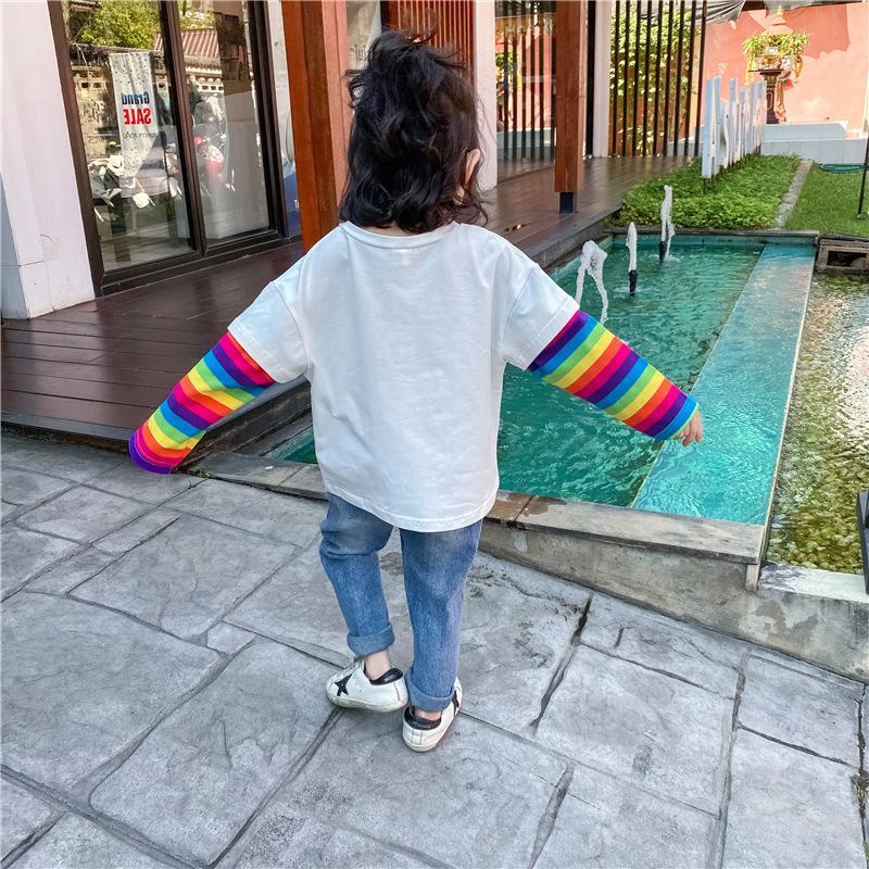 Girl T-shirt Casual Colorful Striped Long Sleeve Tops 1-6 Years - MomyMall