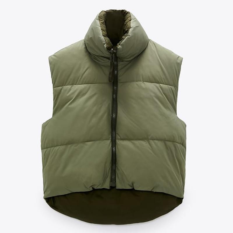 Sleeveless Cropped Puffer Gilet With Drawstring Hem