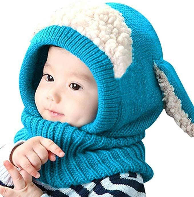 Girls Boys Warm Hat Winter Beanie Scarf Knitted Cap One Size Adjustable 18 months - MomyMall