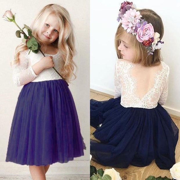 Kids Girls Flower Lace Tutu Dress 1-6 Years