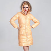 Glossy Faux Fur Hooded Coat With Detachable Sleeves