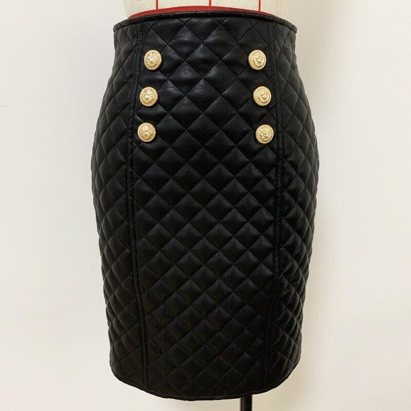 Quilted Leather Skirt - MomyMall