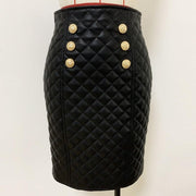 Quilted Leather Skirt - MomyMall