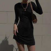 Backless Mini Dress - Velvet Long Sleeve Dress