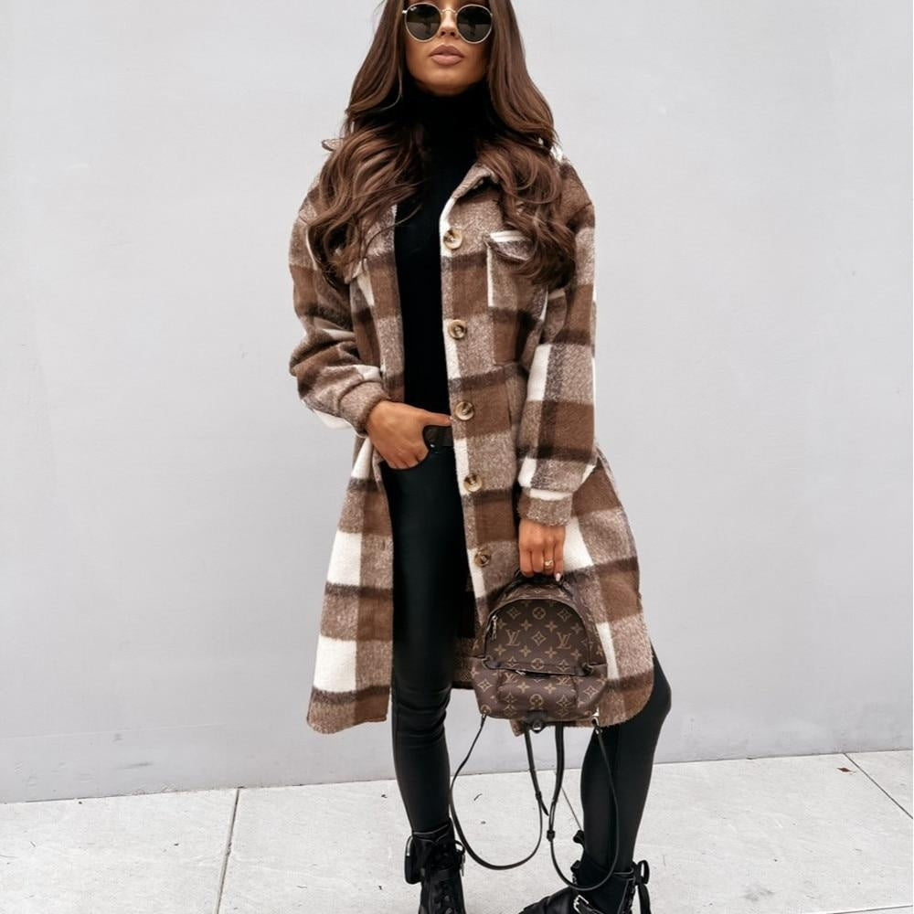 Long Plaid Oversized Check Shacket