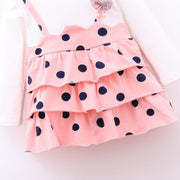 Baby Girls Dress Autumn Dot Pattern Pageant Sundress Leisure Fake 2 Pcs 0-4Years - MomyMall