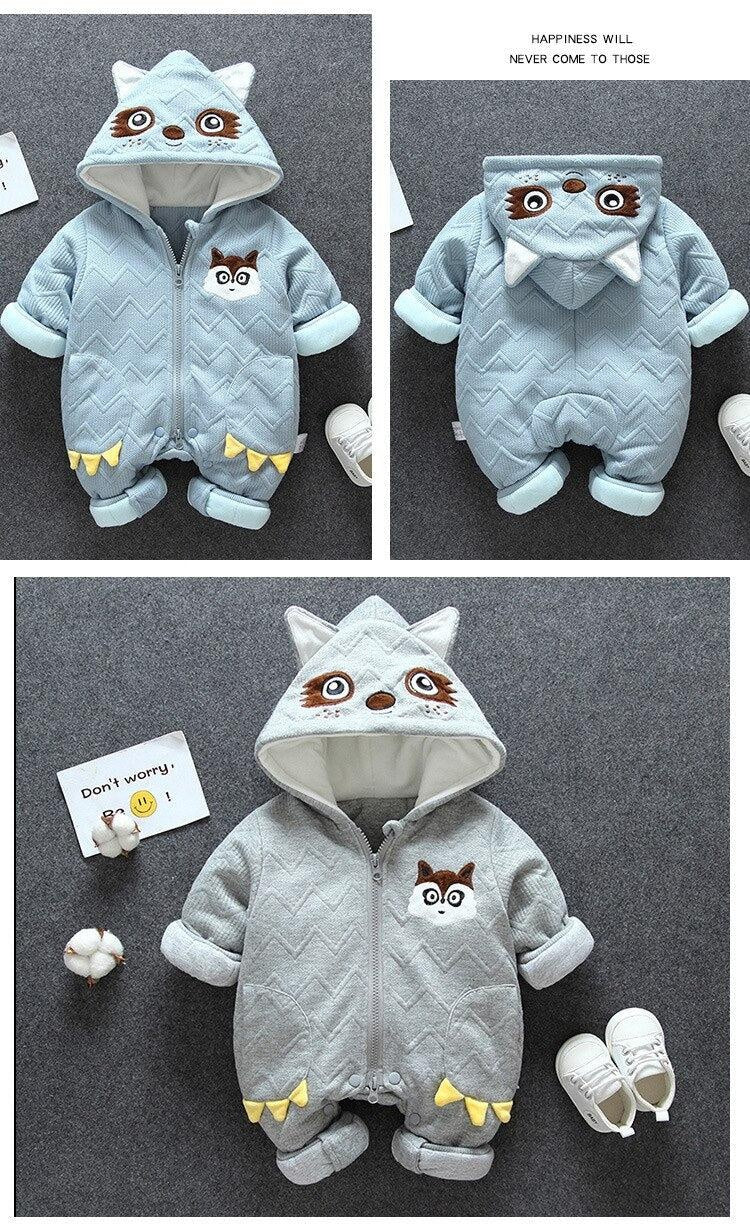 Baby Winter Romper Thick Warm Jumpsuit Overalls Cotton Outfits - MomyMall