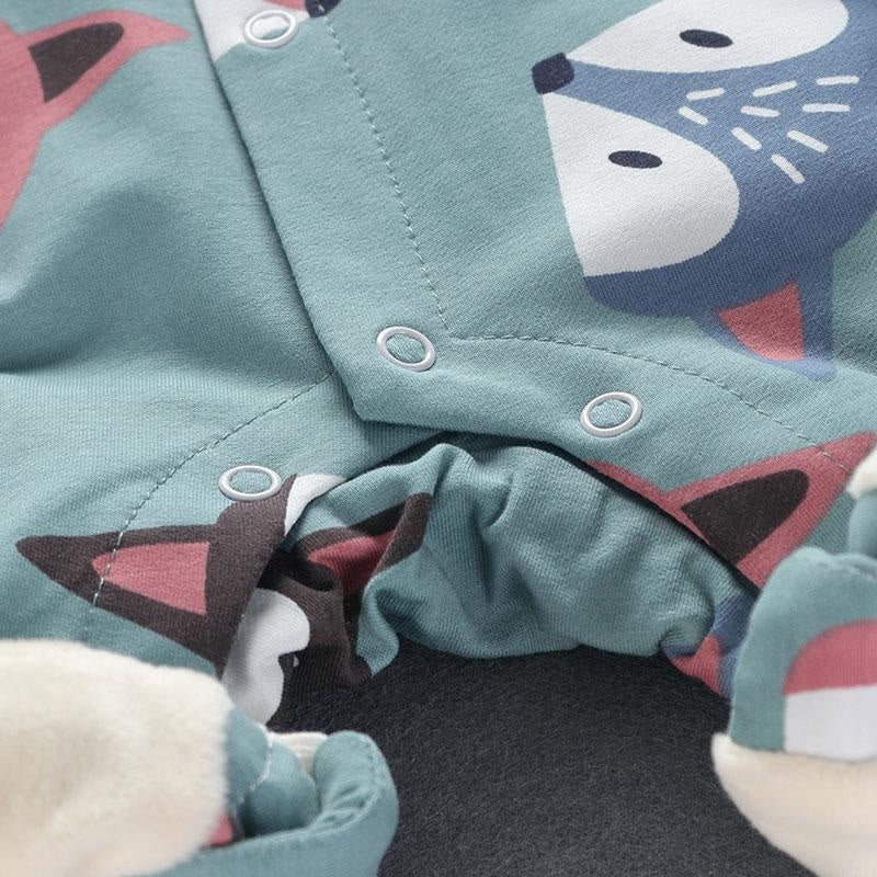 New Arrival Winter Lovely Fox Hooded Long-sleeve Fleece Romper - MomyMall