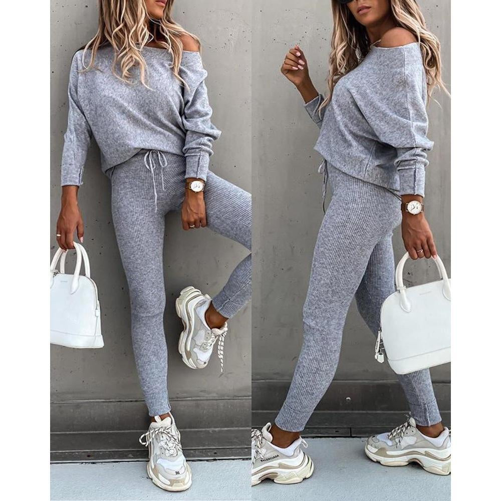 Long Sleeve Rib Knit Basic Co-Ord