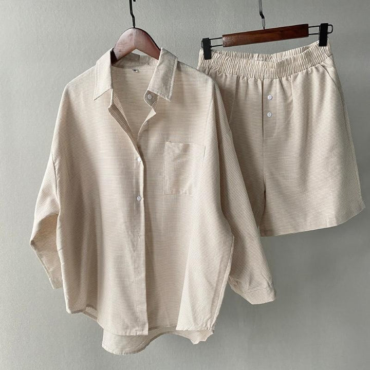 Oversized Pocket Shirt & High Waist Shorts Loungewear Co-Ord