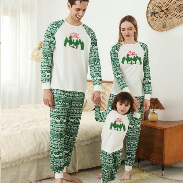 Family Matching Merry Christmas Tree Printed Pajamas Sleepwear - MomyMall