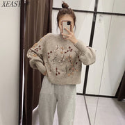 Long Sleeve Pullover Chic Flowers