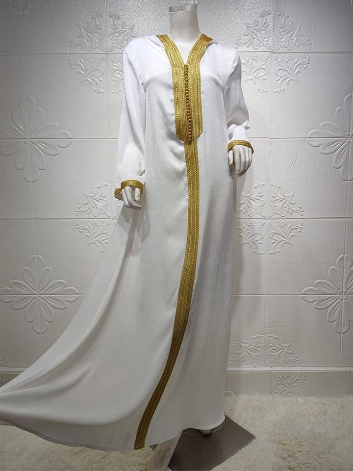 Moroccan Kaftan Hooded Robe - MomyMall White abaya / S
