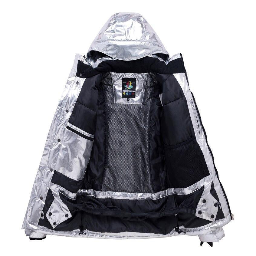 Plus Size Shiny Ski Jacket With Hood