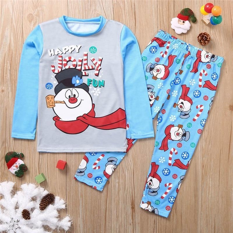 Family Matching Christmas Pajamas Snowman Print Warm Sleepwear - MomyMall