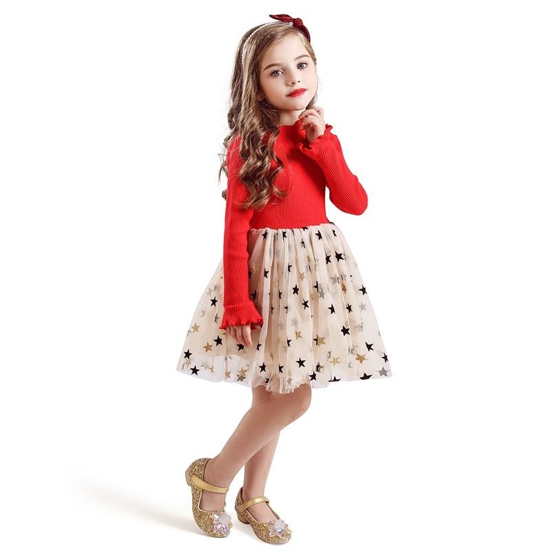 Girls Dresses Holiday Casual Knitted Mesh Tutu Dresses 2-8 Years - MomyMall