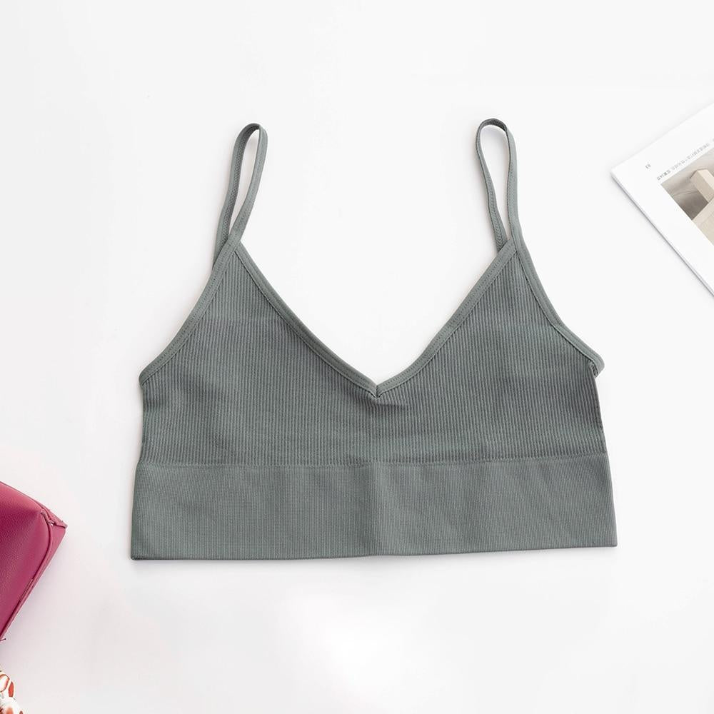 V-Neck Ribbed Sports Crop Cami Top