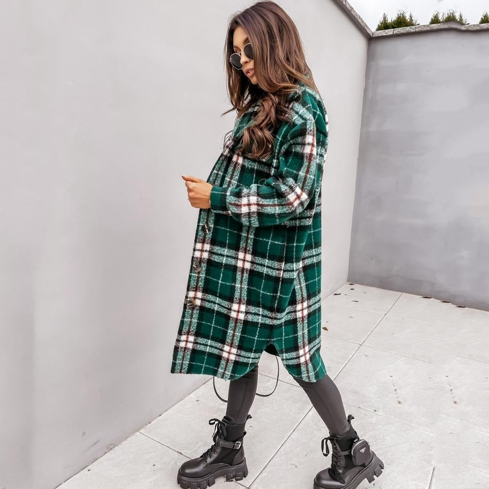 Long Plaid Oversized Check Shacket