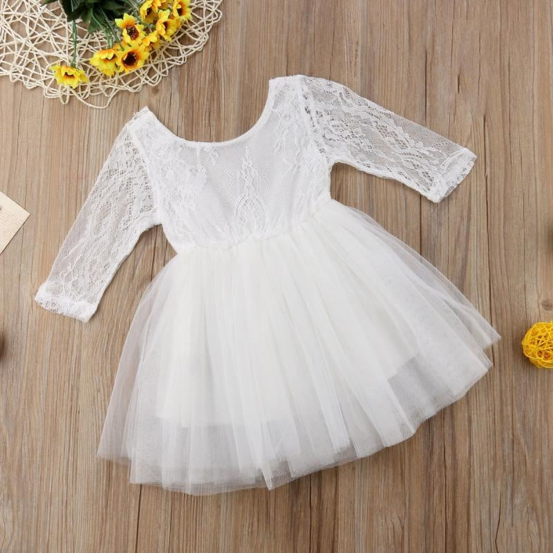 Kids Girls Flower Lace Tutu Dress 1-6 Years